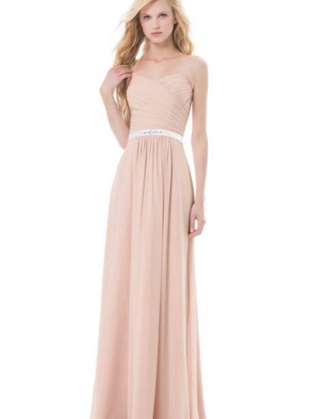 Bill Levkoff 387 Bridesmaid Dress Petal Pink Strapless Chiffon Long 12